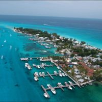 Bahama Islands: Green bordered by bands of white beach