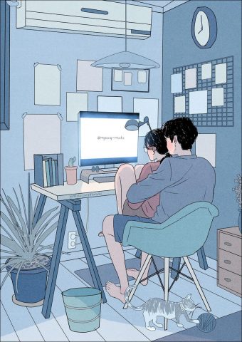 The daily life of a loving couple in an intimate way