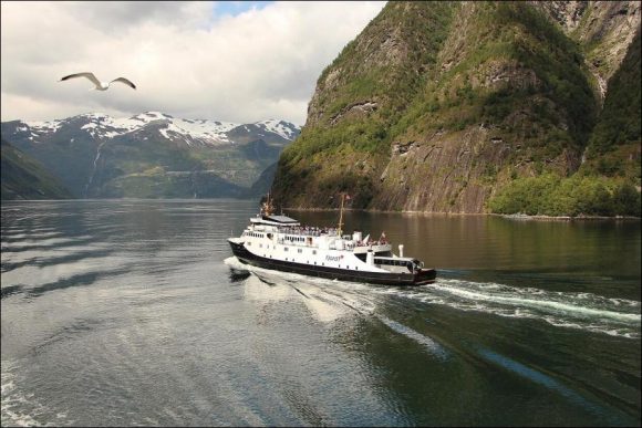 A pleasant sea voyage between fjords in cold weather