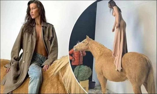 Did Bella Hadid torture the horse by posing on it?