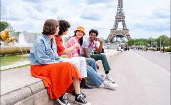 On a clear day at Eiffel Tower and Seine River in Paris