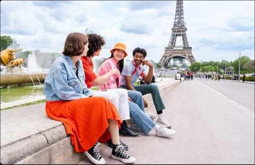 On a clear day at Eiffel Tower and Seine River in Paris