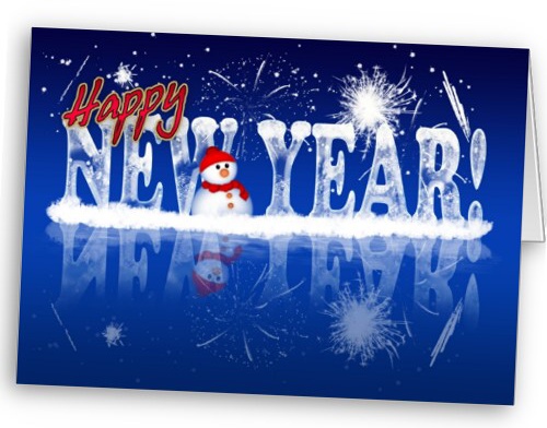 2012 Happy New Year In Ice Eff Greeting Cards